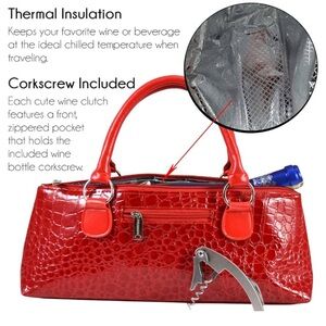 NWT - Red Insulated Wine Clutch Bag